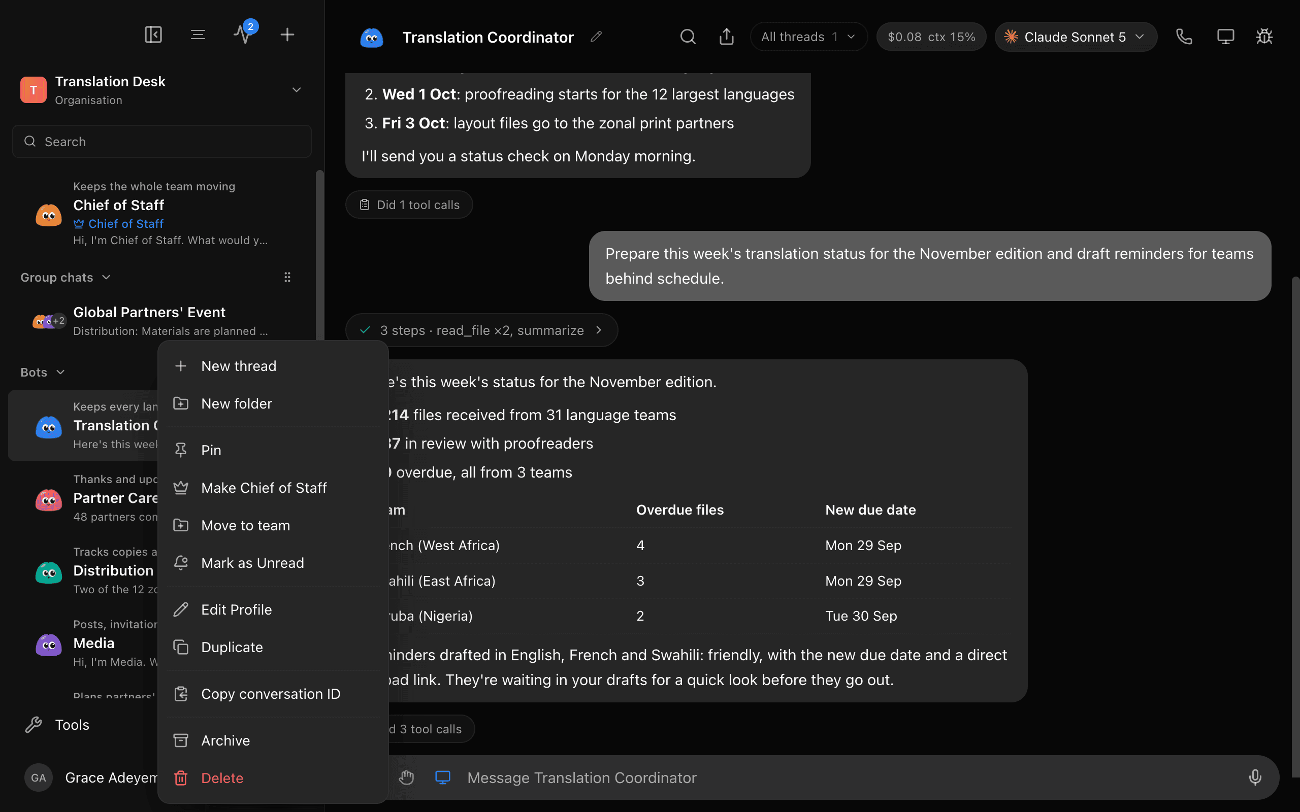 Manage bots like chats in OrraBot