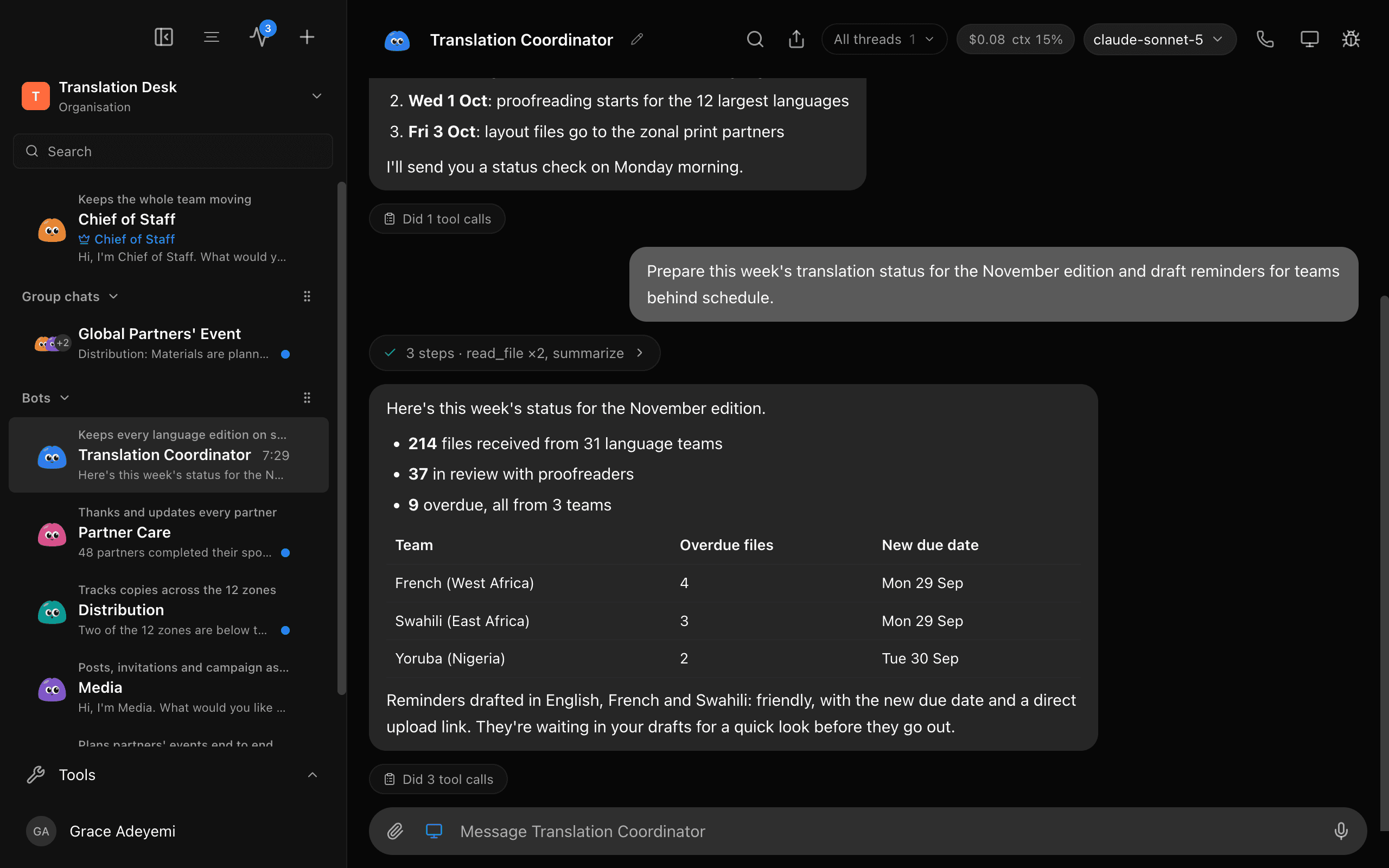 OrraBot desktop app, Midnight skin